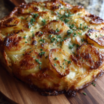 Golden Potato Galette with Caramelized Leeks, Gruyère & Fresh Thyme Golden potato galette with caramelized leeks, gruyère & fresh thyme is the kind of dish that disappears from the table in minutes. The edges crackle like potato chips, and the inside turns soft, buttery and tender. Sweet leeks melt between the layers, while nutty Gruyère stretches into golden strings with every cut. Fresh thyme adds that cozy, woodsy finish. I first baked this on a gray Sunday with nothing but a bag of potatoes, and honestly, it became my go-to comfort dish. Want the recipe sent to you? Subscribe below, and I’ll email it right over. What Makes This Golden Potato Galette with Caramelized Leeks, Gruyère & Fresh Thyme So Irresistible Have you ever wished potatoes could be elegant? This is how. A few humble ingredients layer into a stunning round that looks like it came from a French bistro. Yet you make it in your own kitchen with ordinary tools. The Idea Behind the Galette Think of a potato cake without any crust. You overlap thin potato slices in a skillet, tuck in cheese and leeks and bake it until the top turns crisp. When you flip or slice it, you see neat, glossy layers. That’s the whole charm. Reasons to Make It Tonight First, the ingredient list stays short and affordable. Second, the oven does most of the work. Third, it fits every occasion, from a quiet dinner to a holiday spread. And finally, it welcomes swaps, so you can use whatever cheese or herbs you have. Here’s the recipe at a glance: Detail Info Prep time 20 minutes Cook time 55 minutes Total time 1 hour 15 minutes Servings 6 Calories About 320 kcal per serving Diet Vegetarian What It Tastes Like Picture buttery potatoes with a crisp, almost fried edge. Slow-cooked leeks bring a mellow sweetness, while Gruyère adds a salty, nutty depth. Garlic and thyme lift everything, and a whisper of nutmeg ties it together. Each bite feels rich, savory and deeply satisfying. Why It’s Good for You Potatoes give you potassium and vitamin C. Leeks add fiber and plant compounds. Gruyère contributes calcium and protein. So you get a filling dish that warms you from the inside on a cold night. Ingredients for Golden Potato Galette with Caramelized Leeks and Gruyère Choose potatoes that feel firm and smooth. Yukon Golds are my favorite, because they stay creamy and hold their layers. For the Galette 2 lbs (900 g) Yukon Gold potatoes, thinly sliced 2 large leeks, white and light green parts only, thinly sliced 1 cup (100 g) Gruyère cheese, freshly grated 3 tablespoons unsalted butter, melted 2 tablespoons olive oil 2 cloves garlic, minced 1 tablespoon fresh thyme leaves 2 tablespoons heavy cream 1/2 teaspoon salt, or to taste 1/2 teaspoon freshly ground black pepper 1/4 teaspoon ground nutmeg (optional) 2 tablespoons chopped fresh parsley, for garnish (optional) Kitchen Tools to Have Ready You’ll need a mandoline or very sharp knife, a large skillet, a 9-inch oven-safe skillet or round baking dish, a big mixing bowl and some foil. A box grater helps with the cheese. And a spatula makes serving much easier. Swaps and Add-Ins Use the table to match the recipe to your pantry. Ingredient Swap or Add Yukon Gold potatoes Russet or red potatoes Leeks Yellow onions or shallots Gruyère Comté, fontina or sharp white cheddar Heavy cream Whole milk or crème fraîche Thyme Rosemary or sage Nutmeg Smoked paprika Parsley Chives or chervil Butter Olive oil for a lighter version Want more crunch? Sprinkle breadcrumbs mixed with a little Parmesan over the top. Want extra greens? Layer in a handful of baby spinach. How to Make Golden Potato Galette with Caramelized Leeks, Gruyère & Fresh Thyme This is the part where I always rush and regret it. Slice slowly, layer neatly and you’ll be rewarded with a galette that holds its shape. Slice the Potatoes and Leeks Preheat the oven to 400°F (200°C). Slice the potatoes into thin, even rounds. Then rinse the leeks well, because dirt loves to hide between the layers. Slice them thin as well. Caramelize the Leeks Warm the olive oil and 1 tablespoon of butter in a skillet over medium-low heat. Add the leeks and cook for 12 to 15 minutes, stirring now and then, until they turn soft and golden. In the final minute, add the garlic and thyme. Season with a pinch of salt and pepper and set the pan aside. Coat the Potatoes Put the potato slices in a big bowl. Add the remaining melted butter, heavy cream, salt, pepper and nutmeg. Toss gently with your hands so each slice gets a light, even coating. Build the Layers Grease a 9-inch oven-safe skillet or round baking dish. Arrange potato slices in overlapping circles, starting at the outside and working toward the center. Sprinkle with Gruyère, then add a layer of caramelized leeks. Repeat the layers. Finish with a tidy layer of potatoes and the rest of the cheese. Bake Until Crisp Cover loosely with foil and bake for 30 minutes. Then remove the foil and bake another 20 to 25 minutes, until the potatoes turn tender and the top turns golden and crisp. Poke a knife into the center to make sure the potatoes are fully cooked. Rest, Slice and Serve Let the galette rest for 10 minutes before cutting. Resting helps the layers set, so the slices stay neat. Garnish with fresh thyme or parsley and serve warm as a side dish or a vegetarian main with a crisp green salad. Serving Ideas for Golden Potato Galette with Caramelized Leeks This galette plays well with almost everything. For a light dinner, serve a wedge with a sharp arugula salad dressed in lemon and olive oil. The peppery leaves balance the rich cheese. For a heartier meal, pair it with roasted chicken, grilled steak or baked fish. For a holiday table, place it beside roasted vegetables and a cranberry sauce. For drinks, try sparkling water with citrus, apple cider or iced herbal tea. And for dessert, a poached pear keeps things simple and elegant. Pro Tips for the Best Golden Potato Galette with Caramelized Leeks, Gruyère & Fresh Thyme I’ve baked this galette many times, and I’ve learned plenty along the way. So here are my best lessons. Keep the Slices Even Thin, even slices cook evenly. Thick or uneven slices stay firm in the middle. A mandoline makes the job quick, but a sharp knife works with patience. Skip the Rinse Don’t soak or rinse the sliced potatoes. The starch acts like glue and holds the layers together. Pat them dry if they feel wet. Cook the Leeks Slowly Medium-low heat gives you sweet, jammy leeks. High heat browns them too fast and leaves them bitter. Be patient and stir now and then. Press the Layers After assembling, press the top gently with a spatula. This packs the layers, so the galette slices into clean wedges. Finish Under the Broiler If the top needs more color, broil for 1 to 2 minutes at the end. Stay close, because Gruyère browns quickly. How to Store and Make Ahead You can assemble the galette up to one day ahead. Cover it tightly and refrigerate, then add 5 to 10 minutes to the bake time. Keep the caramelized leeks in a separate container if you prep earlier, which stops the potatoes from graying. Leftovers keep in the fridge in an airtight container for up to three days. To reheat, warm wedges on a baking sheet in a 375°F (190°C) oven for 10 to 15 minutes, which revives the crisp edges. The microwave makes them soft, so I skip it. You can also freeze baked slices for up to two months and reheat from frozen. A Little Background on Potato Galettes Layered potato dishes have a long history in French home cooking, from gratin dauphinois to pommes Anna. A galette keeps the idea but makes it rustic and relaxed. Gruyère, a Swiss cheese, melts smoothly and gives a nutty, slightly sweet flavor that suits potatoes perfectly. Leeks belong to the onion family, but they taste gentler and sweeter. Slow cooking draws out that sweetness. This recipe is vegetarian, and it scales easily if you use a larger pan and add a few more potatoes. Nutritional Information These are approximate values per serving, based on six servings. Nutrient Amount Calories 320 kcal Total fat 17 g Saturated fat 9 g Carbohydrates 33 g Fiber 3 g Sugar 3 g Protein 10 g Sodium 380 mg Values vary with the brands and portions you use. Golden Potato Galette with Caramelized Leeks, Gruyère & Fresh Thyme FAQ Do I need to peel the potatoes? No. Yukon Gold skins are thin and tasty. Peel them only if you prefer a smoother look. Can I prepare the galette in advance? Yes. Assemble it a day ahead, cover and refrigerate. Bake it just before serving. What if I don’t have an oven-safe skillet? Use a round baking dish or a springform pan lined with parchment. Grease it well so the potatoes release easily. Can I use a different cheese? Absolutely. Comté, fontina or sharp white cheddar all melt nicely. Each one adds a slightly different flavor. Is the Gruyère halal-friendly? Traditional Gruyère uses animal rennet. For a halal-friendly version, look for Gruyère made with microbial rennet or a halal-certified label, and check the packaging. How do I know the galette is done? The top should look deeply golden and crisp, and a knife should slide through the center easily. If it still feels firm, bake a few more minutes. Final Thoughts This golden potato galette with caramelized leeks, gruyère & fresh thyme proves that simple ingredients can feel luxurious. It’s crisp, creamy, nutty and sweet, and it suits weeknights and holidays alike. Make it once, and it’ll earn a permanent spot in your rotation. Want more ideas? Try these next: Roasted Beet Carpaccio with Burrata, Orange, Pistachios & Honey Grilled Faux-Filet (Striploin Steak) with Garlic Herb Butter & Crispy Potatoes Crispy Brie & Apple Stuffed Phyllo Rolls with Maple Pecan Crunch Share Your Thoughts Did you bake this recipe? Leave a review and star rating in the comments, and tell me how you layered yours. And if you snap a photo, share it on Pinterest and tag me. Your creations make my day. Finally, subscribe to get the recipe delivered straight to your inbox. Rank Math SEO Elements Focus keyword: Golden Potato Galette with Caramelized Leeks, Gruyère & Fresh Thyme Meta description (136 characters): Golden Potato Galette with Caramelized Leeks, Gruyère & Fresh Thyme makes a crisp, cheesy side or vegetarian main. See the easy recipe! SEO title (expert), starts with the full keyword: Golden Potato Galette with Caramelized Leeks, Gruyère & Fresh Thyme: Easy 75-Minute Comfort SEO title, shorter option (54 characters, 7 words): Golden Potato Galette: Easy, Cheesy 75-Minute Comfort Permalink (slug): golden-potato-galette-caramelized-leeks-gruyere-fresh-thyme