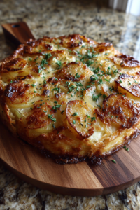 Golden Potato Galette with Caramelized Leeks, Gruyère & Fresh Thyme Golden potato galette with caramelized leeks, gruyère & fresh thyme is the kind of dish that disappears from the table in minutes. The edges crackle like potato chips, and the inside turns soft, buttery and tender. Sweet leeks melt between the layers, while nutty Gruyère stretches into golden strings with every cut. Fresh thyme adds that cozy, woodsy finish. I first baked this on a gray Sunday with nothing but a bag of potatoes, and honestly, it became my go-to comfort dish. Want the recipe sent to you? Subscribe below, and I’ll email it right over. What Makes This Golden Potato Galette with Caramelized Leeks, Gruyère & Fresh Thyme So Irresistible Have you ever wished potatoes could be elegant? This is how. A few humble ingredients layer into a stunning round that looks like it came from a French bistro. Yet you make it in your own kitchen with ordinary tools. The Idea Behind the Galette Think of a potato cake without any crust. You overlap thin potato slices in a skillet, tuck in cheese and leeks and bake it until the top turns crisp. When you flip or slice it, you see neat, glossy layers. That’s the whole charm. Reasons to Make It Tonight First, the ingredient list stays short and affordable. Second, the oven does most of the work. Third, it fits every occasion, from a quiet dinner to a holiday spread. And finally, it welcomes swaps, so you can use whatever cheese or herbs you have. Here’s the recipe at a glance: Detail Info Prep time 20 minutes Cook time 55 minutes Total time 1 hour 15 minutes Servings 6 Calories About 320 kcal per serving Diet Vegetarian What It Tastes Like Picture buttery potatoes with a crisp, almost fried edge. Slow-cooked leeks bring a mellow sweetness, while Gruyère adds a salty, nutty depth. Garlic and thyme lift everything, and a whisper of nutmeg ties it together. Each bite feels rich, savory and deeply satisfying. Why It’s Good for You Potatoes give you potassium and vitamin C. Leeks add fiber and plant compounds. Gruyère contributes calcium and protein. So you get a filling dish that warms you from the inside on a cold night. Ingredients for Golden Potato Galette with Caramelized Leeks and Gruyère Choose potatoes that feel firm and smooth. Yukon Golds are my favorite, because they stay creamy and hold their layers. For the Galette 2 lbs (900 g) Yukon Gold potatoes, thinly sliced 2 large leeks, white and light green parts only, thinly sliced 1 cup (100 g) Gruyère cheese, freshly grated 3 tablespoons unsalted butter, melted 2 tablespoons olive oil 2 cloves garlic, minced 1 tablespoon fresh thyme leaves 2 tablespoons heavy cream 1/2 teaspoon salt, or to taste 1/2 teaspoon freshly ground black pepper 1/4 teaspoon ground nutmeg (optional) 2 tablespoons chopped fresh parsley, for garnish (optional) Kitchen Tools to Have Ready You’ll need a mandoline or very sharp knife, a large skillet, a 9-inch oven-safe skillet or round baking dish, a big mixing bowl and some foil. A box grater helps with the cheese. And a spatula makes serving much easier. Swaps and Add-Ins Use the table to match the recipe to your pantry. Ingredient Swap or Add Yukon Gold potatoes Russet or red potatoes Leeks Yellow onions or shallots Gruyère Comté, fontina or sharp white cheddar Heavy cream Whole milk or crème fraîche Thyme Rosemary or sage Nutmeg Smoked paprika Parsley Chives or chervil Butter Olive oil for a lighter version Want more crunch? Sprinkle breadcrumbs mixed with a little Parmesan over the top. Want extra greens? Layer in a handful of baby spinach. How to Make Golden Potato Galette with Caramelized Leeks, Gruyère & Fresh Thyme This is the part where I always rush and regret it. Slice slowly, layer neatly and you’ll be rewarded with a galette that holds its shape. Slice the Potatoes and Leeks Preheat the oven to 400°F (200°C). Slice the potatoes into thin, even rounds. Then rinse the leeks well, because dirt loves to hide between the layers. Slice them thin as well. Caramelize the Leeks Warm the olive oil and 1 tablespoon of butter in a skillet over medium-low heat. Add the leeks and cook for 12 to 15 minutes, stirring now and then, until they turn soft and golden. In the final minute, add the garlic and thyme. Season with a pinch of salt and pepper and set the pan aside. Coat the Potatoes Put the potato slices in a big bowl. Add the remaining melted butter, heavy cream, salt, pepper and nutmeg. Toss gently with your hands so each slice gets a light, even coating. Build the Layers Grease a 9-inch oven-safe skillet or round baking dish. Arrange potato slices in overlapping circles, starting at the outside and working toward the center. Sprinkle with Gruyère, then add a layer of caramelized leeks. Repeat the layers. Finish with a tidy layer of potatoes and the rest of the cheese. Bake Until Crisp Cover loosely with foil and bake for 30 minutes. Then remove the foil and bake another 20 to 25 minutes, until the potatoes turn tender and the top turns golden and crisp. Poke a knife into the center to make sure the potatoes are fully cooked. Rest, Slice and Serve Let the galette rest for 10 minutes before cutting. Resting helps the layers set, so the slices stay neat. Garnish with fresh thyme or parsley and serve warm as a side dish or a vegetarian main with a crisp green salad. Serving Ideas for Golden Potato Galette with Caramelized Leeks This galette plays well with almost everything. For a light dinner, serve a wedge with a sharp arugula salad dressed in lemon and olive oil. The peppery leaves balance the rich cheese. For a heartier meal, pair it with roasted chicken, grilled steak or baked fish. For a holiday table, place it beside roasted vegetables and a cranberry sauce. For drinks, try sparkling water with citrus, apple cider or iced herbal tea. And for dessert, a poached pear keeps things simple and elegant. Pro Tips for the Best Golden Potato Galette with Caramelized Leeks, Gruyère & Fresh Thyme I’ve baked this galette many times, and I’ve learned plenty along the way. So here are my best lessons. Keep the Slices Even Thin, even slices cook evenly. Thick or uneven slices stay firm in the middle. A mandoline makes the job quick, but a sharp knife works with patience. Skip the Rinse Don’t soak or rinse the sliced potatoes. The starch acts like glue and holds the layers together. Pat them dry if they feel wet. Cook the Leeks Slowly Medium-low heat gives you sweet, jammy leeks. High heat browns them too fast and leaves them bitter. Be patient and stir now and then. Press the Layers After assembling, press the top gently with a spatula. This packs the layers, so the galette slices into clean wedges. Finish Under the Broiler If the top needs more color, broil for 1 to 2 minutes at the end. Stay close, because Gruyère browns quickly. How to Store and Make Ahead You can assemble the galette up to one day ahead. Cover it tightly and refrigerate, then add 5 to 10 minutes to the bake time. Keep the caramelized leeks in a separate container if you prep earlier, which stops the potatoes from graying. Leftovers keep in the fridge in an airtight container for up to three days. To reheat, warm wedges on a baking sheet in a 375°F (190°C) oven for 10 to 15 minutes, which revives the crisp edges. The microwave makes them soft, so I skip it. You can also freeze baked slices for up to two months and reheat from frozen. A Little Background on Potato Galettes Layered potato dishes have a long history in French home cooking, from gratin dauphinois to pommes Anna. A galette keeps the idea but makes it rustic and relaxed. Gruyère, a Swiss cheese, melts smoothly and gives a nutty, slightly sweet flavor that suits potatoes perfectly. Leeks belong to the onion family, but they taste gentler and sweeter. Slow cooking draws out that sweetness. This recipe is vegetarian, and it scales easily if you use a larger pan and add a few more potatoes. Nutritional Information These are approximate values per serving, based on six servings. Nutrient Amount Calories 320 kcal Total fat 17 g Saturated fat 9 g Carbohydrates 33 g Fiber 3 g Sugar 3 g Protein 10 g Sodium 380 mg Values vary with the brands and portions you use. Golden Potato Galette with Caramelized Leeks, Gruyère & Fresh Thyme FAQ Do I need to peel the potatoes? No. Yukon Gold skins are thin and tasty. Peel them only if you prefer a smoother look. Can I prepare the galette in advance? Yes. Assemble it a day ahead, cover and refrigerate. Bake it just before serving. What if I don’t have an oven-safe skillet? Use a round baking dish or a springform pan lined with parchment. Grease it well so the potatoes release easily. Can I use a different cheese? Absolutely. Comté, fontina or sharp white cheddar all melt nicely. Each one adds a slightly different flavor. Is the Gruyère halal-friendly? Traditional Gruyère uses animal rennet. For a halal-friendly version, look for Gruyère made with microbial rennet or a halal-certified label, and check the packaging. How do I know the galette is done? The top should look deeply golden and crisp, and a knife should slide through the center easily. If it still feels firm, bake a few more minutes. Final Thoughts This golden potato galette with caramelized leeks, gruyère & fresh thyme proves that simple ingredients can feel luxurious. It’s crisp, creamy, nutty and sweet, and it suits weeknights and holidays alike. Make it once, and it’ll earn a permanent spot in your rotation. Want more ideas? Try these next: Roasted Beet Carpaccio with Burrata, Orange, Pistachios & Honey Grilled Faux-Filet (Striploin Steak) with Garlic Herb Butter & Crispy Potatoes Crispy Brie & Apple Stuffed Phyllo Rolls with Maple Pecan Crunch Share Your Thoughts Did you bake this recipe? Leave a review and star rating in the comments, and tell me how you layered yours. And if you snap a photo, share it on Pinterest and tag me. Your creations make my day. Finally, subscribe to get the recipe delivered straight to your inbox. Rank Math SEO Elements Focus keyword: Golden Potato Galette with Caramelized Leeks, Gruyère & Fresh Thyme Meta description (136 characters): Golden Potato Galette with Caramelized Leeks, Gruyère & Fresh Thyme makes a crisp, cheesy side or vegetarian main. See the easy recipe! SEO title (expert), starts with the full keyword: Golden Potato Galette with Caramelized Leeks, Gruyère & Fresh Thyme: Easy 75-Minute Comfort SEO title, shorter option (54 characters, 7 words): Golden Potato Galette: Easy, Cheesy 75-Minute Comfort Permalink (slug): golden-potato-galette-caramelized-leeks-gruyere-fresh-thyme
